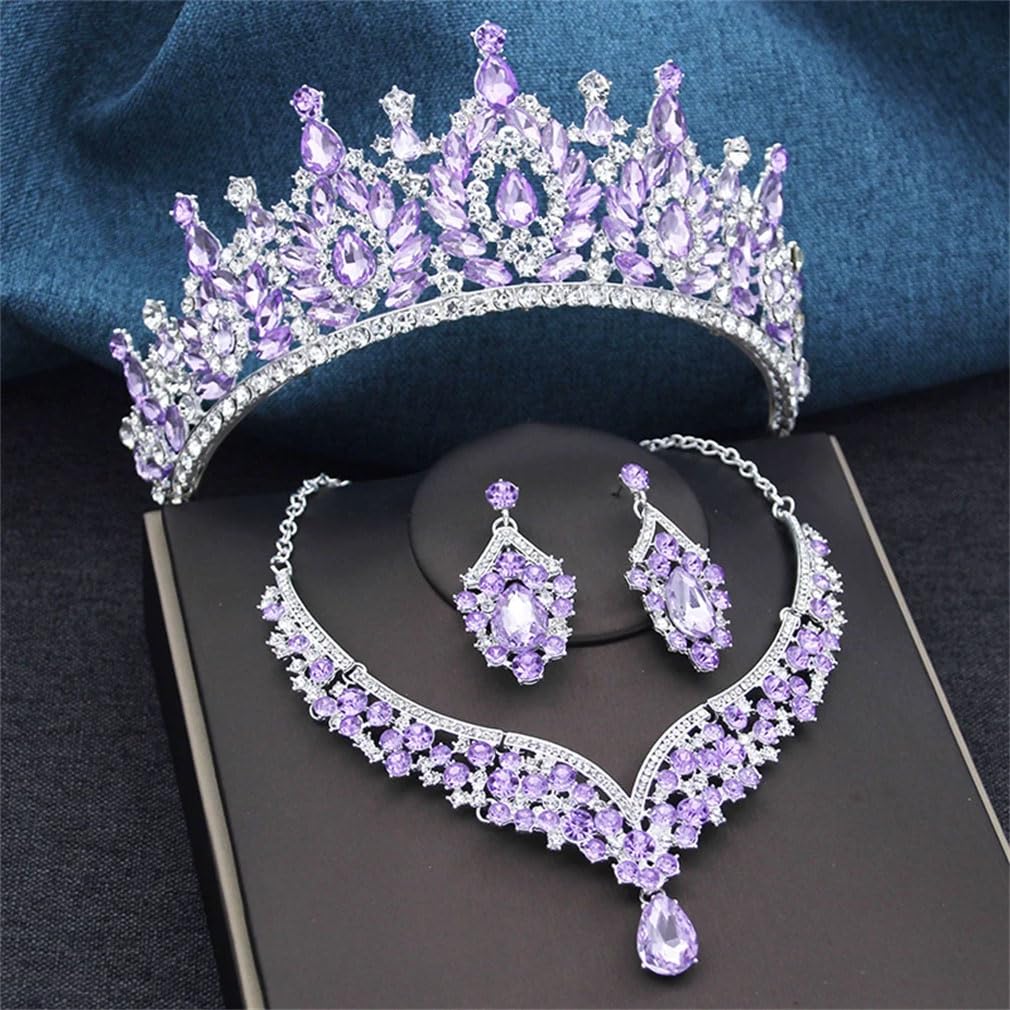 3Pcs Bridal Wedding Crown Sets Tiaras Bride Headdress For Banquet Dubai Jewelry Sets Costume Accessories