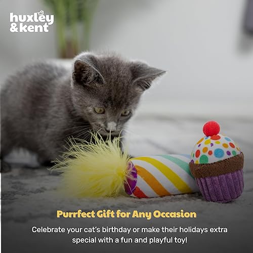 Miniatura 8 de Huxley  Kent Kittybelles - Paquete de 2 juguetes para gatos  Magdalena y vela Mewow  Juguete para gatos relleno de hierba gatera fuerte  Juguete de