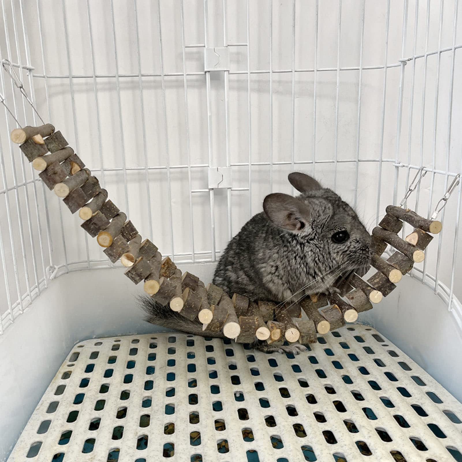 Pet Climbing Ladder Teeth Grinding Environmental Flexible Wooden Ladder Bridge for Parrot Chinchilla (40CM)