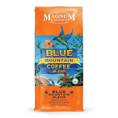 Magnum Exotics Café mezcla de café Blue Mountain tostado medio claro grano entero hecho de café 100 de grano arábica sabor rico y liso tostado Magnum Exotics Café mezcla de café Blue Mountain tostado medio claro grano entero hecho de café 100 de grano arábica sabor rico y liso tostado