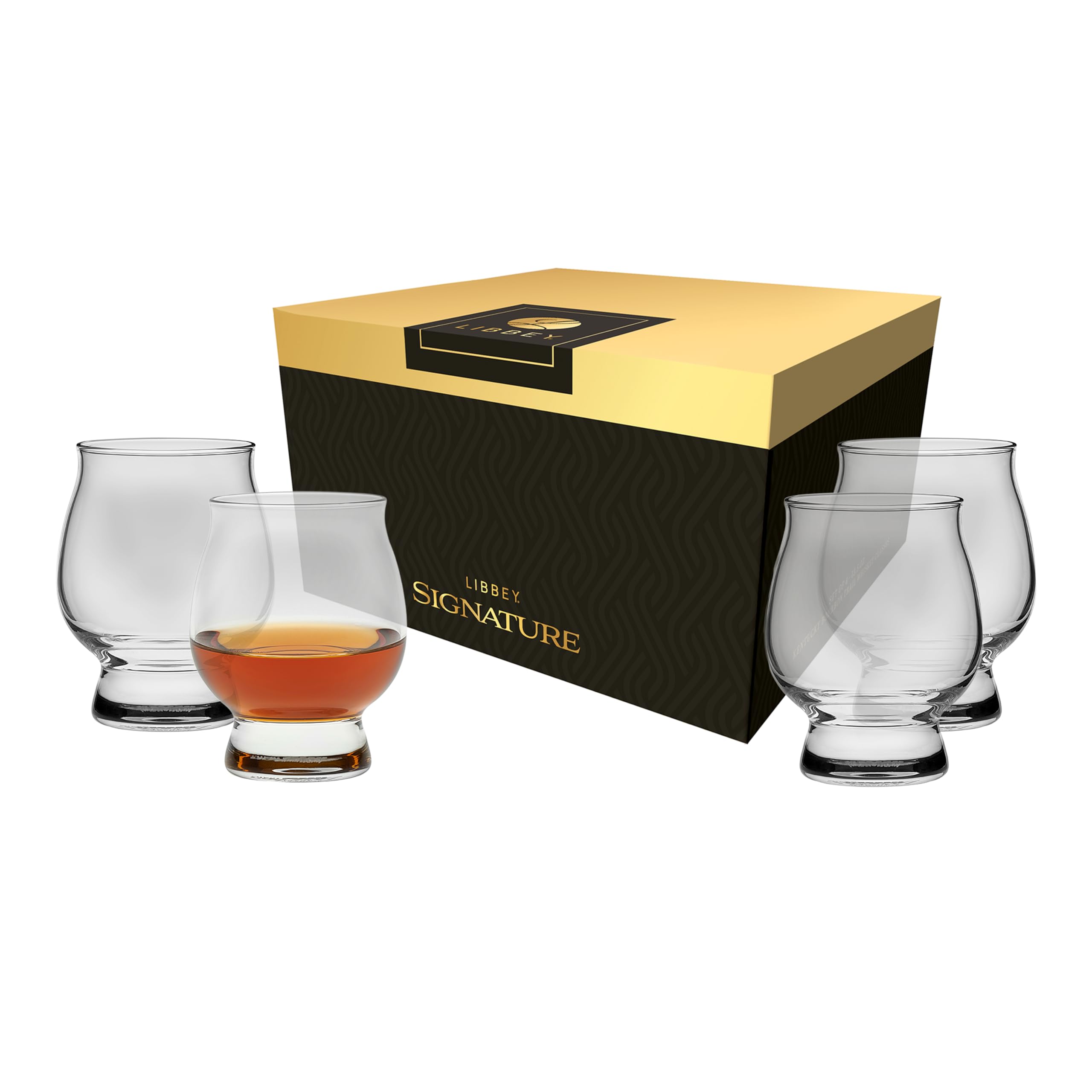Libbey Signature Kentucky Bourbon Trail Whiskey Glasses Set of 4, Dishwasher Safe, Restaurant Quality Bourbon Tasting Glasses