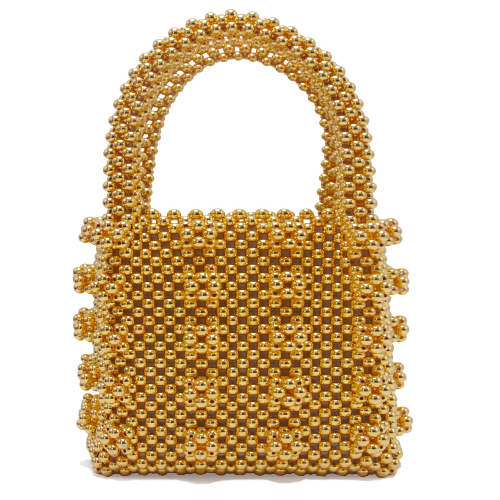 Miuco Womens Beaded Handbags Handmade Weave Crystal Pearl Tote Bags