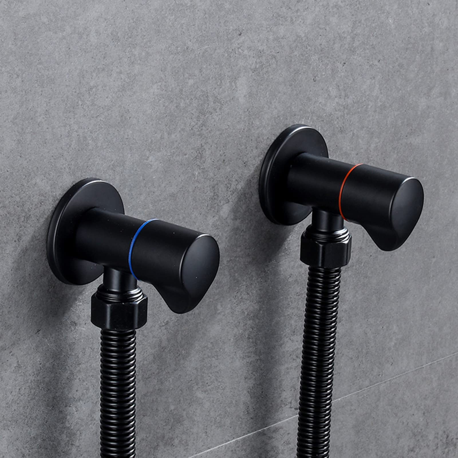 Eckventil 1/2 Zoll Ventil G1/2 Zoll Messing Wandmontage Küche Badezimmer Anschlussventil Wasserhahn Messing Eckventil Wasser Dusche Umstellventil 1/2 Zoll, Schwarz D ((Black a)