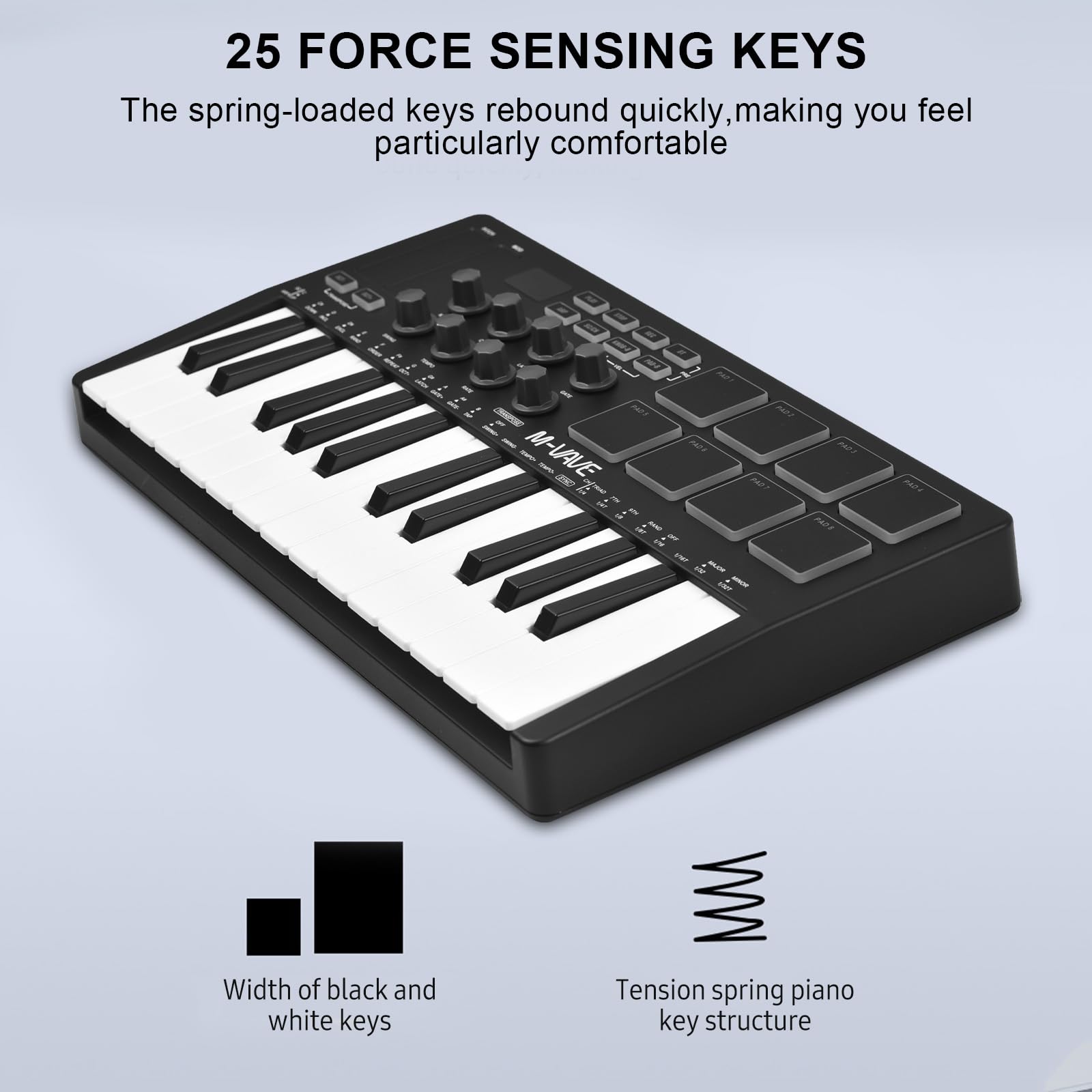 25-klawiszowa klawiatura Midi Kontroler Midi Smk 25 Przenośny aranżer Klawiatura Pady perkusyjne Rgb Inteligentne funkcje Łatwy w użyciu Odpowiedni dla profesjonalnych producentów