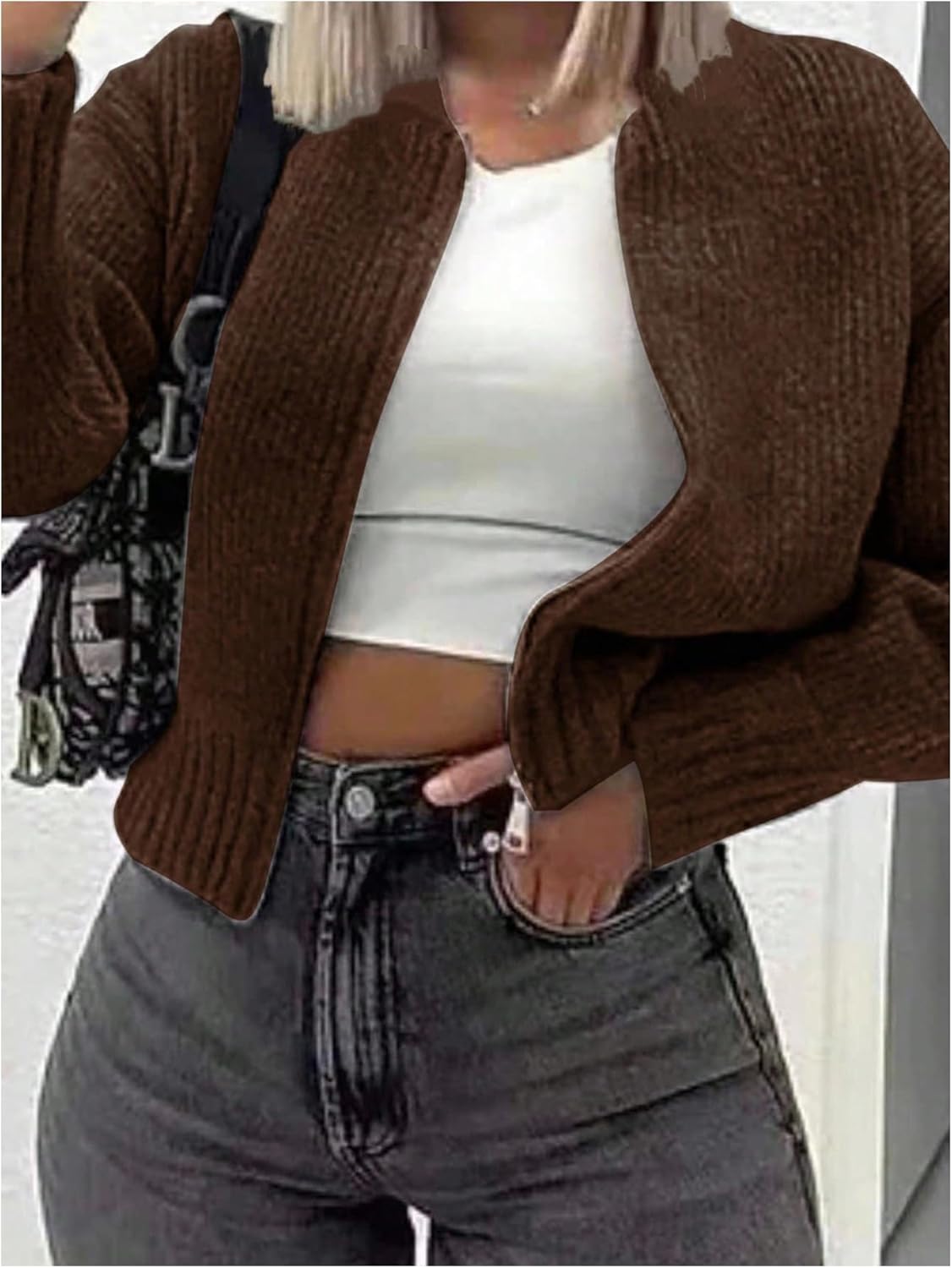 GORGLITTER Women's Zip Up Cardigan Sweaters Trendy Fall Cozy Long Sleeve Knitted Autumn Winter Sweaters Jacket Dressy - Image 5