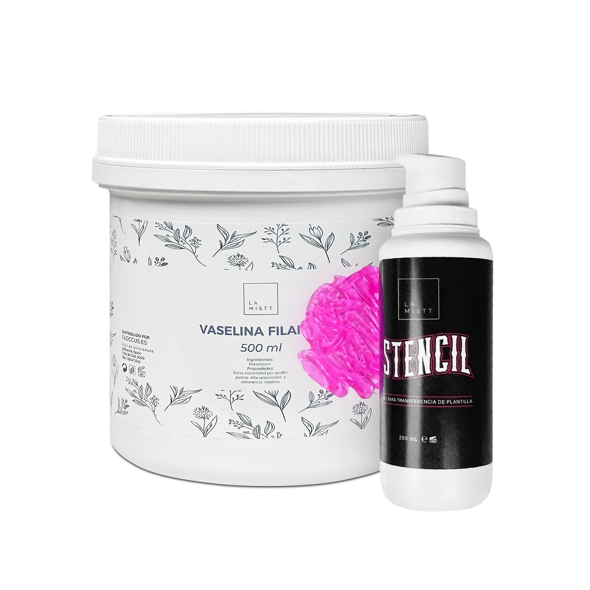 PACK Stencil Tattoo Gel Loción Fijadora Plantillas 200 ml + Vaselina Filante de Uso Profesional 500 ml | Tatuajes