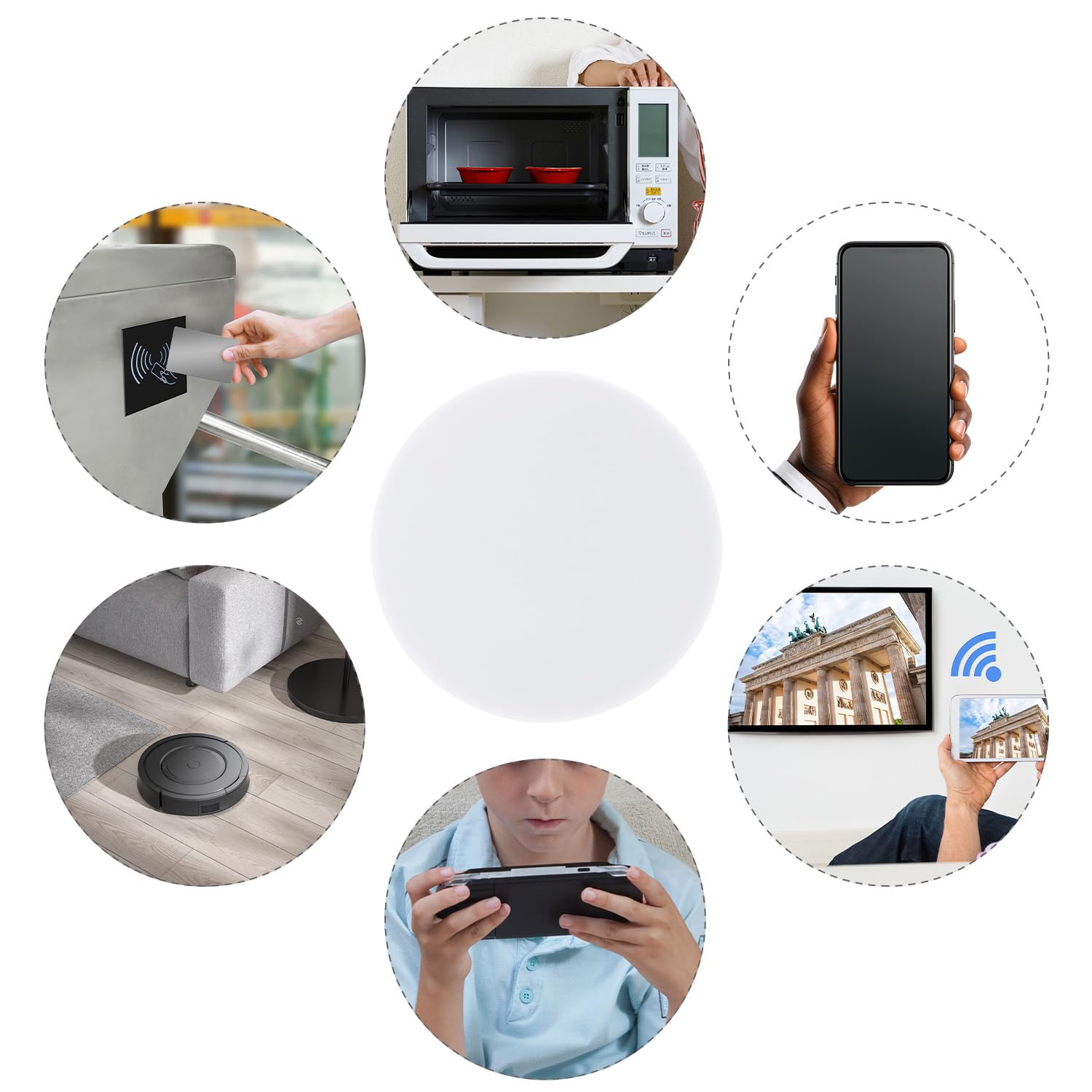 QWORK 60 szt. naklejek NFC, 25 mm Ntag 215 puste naklejki NFC, kompatybilne z telefonami i urządzeniami NFC