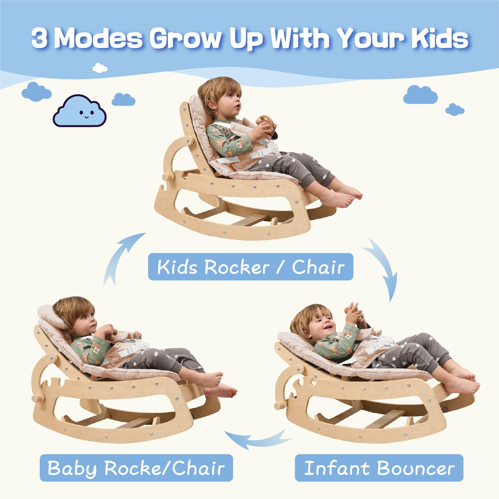 Portable Baby Swing Baby Rocker Swing Lightweight Compact Design, Soft Padded Seat With Safety - View #6
