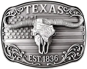 Cowboy Belt Buckle for Men Women Vintage Rodeo Texas Map 1836 Longhorn bull Western Belt Buckles
