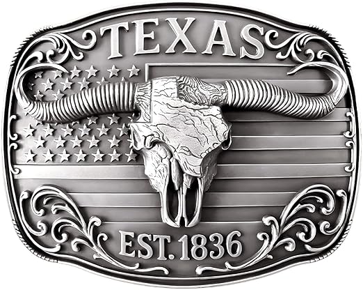 Cowboy Belt Buckle for Men Women Vintage Rodeo Texas Map 1836 Longhorn bull Western Belt Buckles