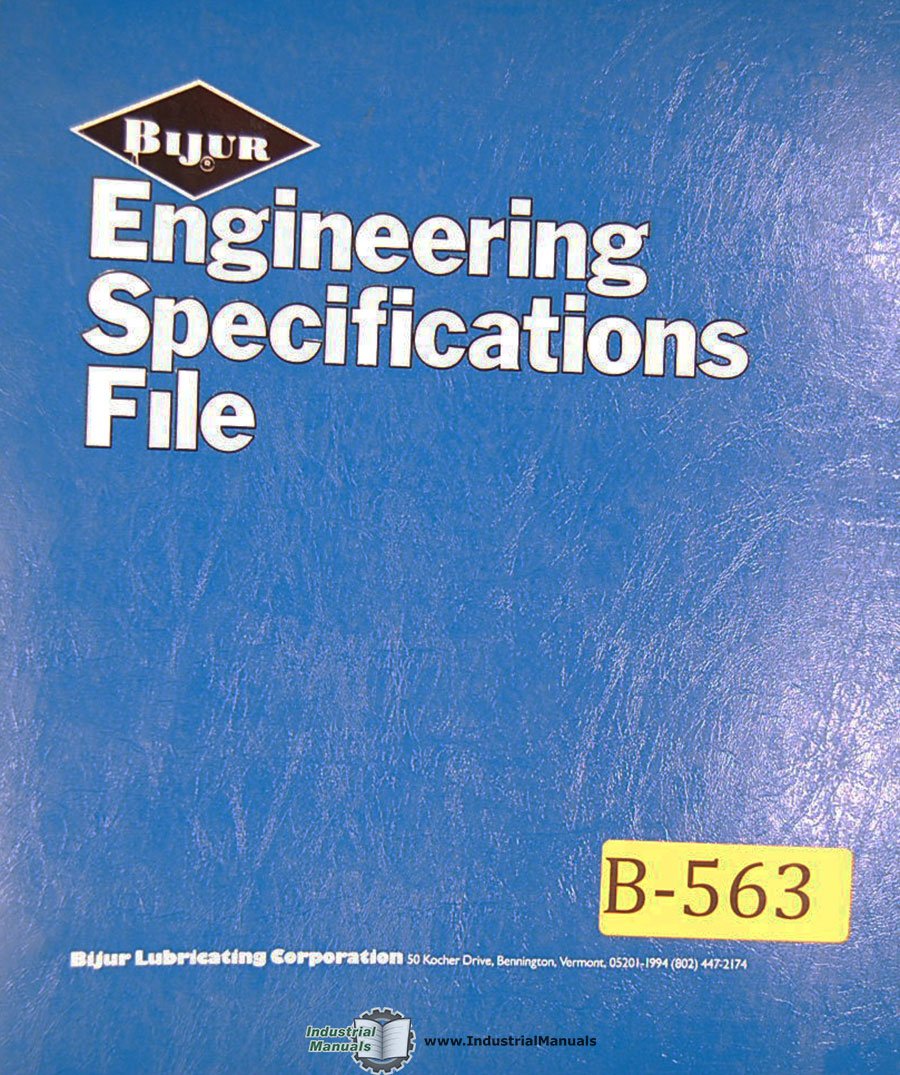 Bijur Engineering Data and Component Manual Bijur Books