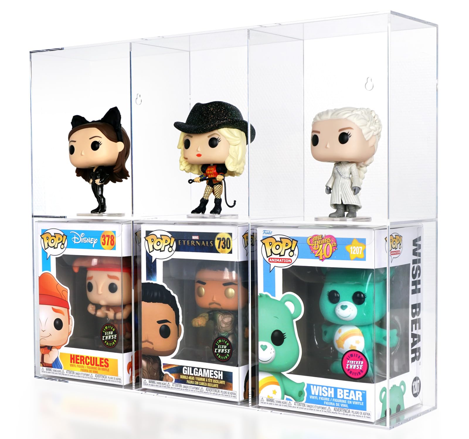 Pudełko ekspozycyjne ze szkła akrylowego kompatybilne z Funko POP! 10 cm figurki, półka ścienna na 6 figurek kolekcjonerskich
