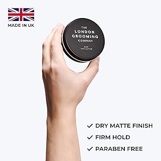 The London Grooming Company Hair Clay Men | 50ml (1.7 Fl Oz) | Firm All-Day Hold Matte Clay Hair Men | Easy To Wash Out Matt Clay Hair | Mens Hair Clay | Hair Putty | Matte Hair Clay Wax