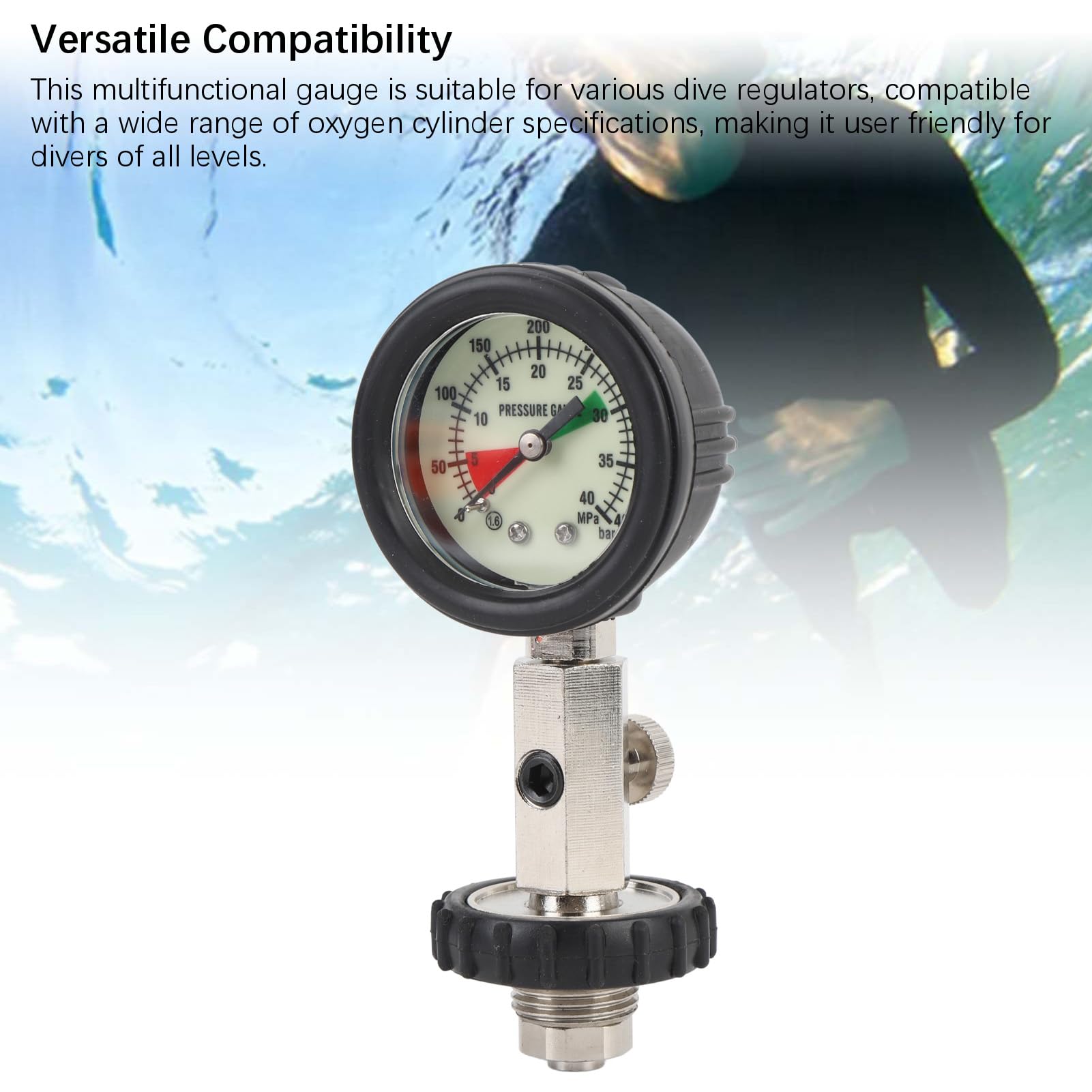 Hochpr?zises Tauchmanometer f¨¹r Sporttauchen ¨C Leuchtendes Display, Multifunktionale Messung, Einfache Lesbarkeit, Langlebig, Kompatibel mit Tauchreglern