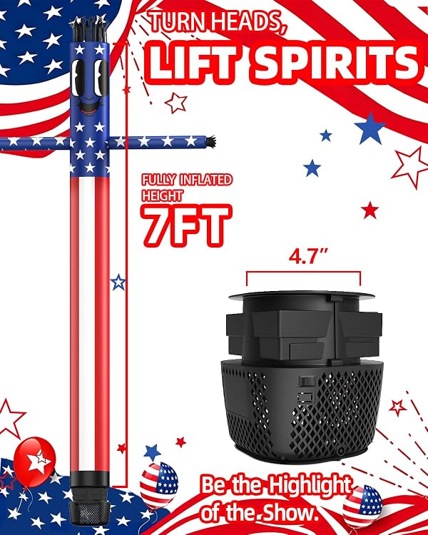 Puligoth 7 FT Inflatable Tube Man with Blower: Patriotic Inflatable Dancing Man for July 4th Yard Decor, Store Grand Opening, Indoor & Outdoor Holiday Party Celebrations (Red) by Puligoth - Used condition - Image 3