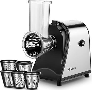 Nictemaw Electric Vegetable Cutter 500 W Multi Kitchen Grater Chopper Vegetable Rasp with 5 Cutting Drums, Stainless Steel