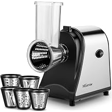 Nictemaw Electric Vegetable Cutter 500 W Multi Kitchen Grater Chopper Vegetable Rasp with 5 Cutting Drums, Stainless Steel