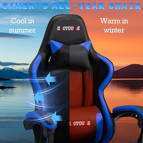 Miniatura 3 de ECOTOUGE Silla ergonómica para videojuegos, silla de videojuegos con cojín trasero extraíble, silla de oficina para computadora con almohada lumbar
