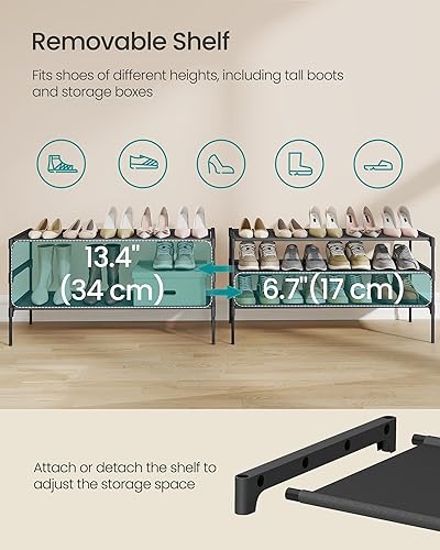 Miniatura 6 de SONGMICS Zapatero, organizador de almacenamiento de zapatos de 3 niveles, ahorro de espacio, 11.6 x 36.1 x 21 pulgadas, entrada, marco de metal,