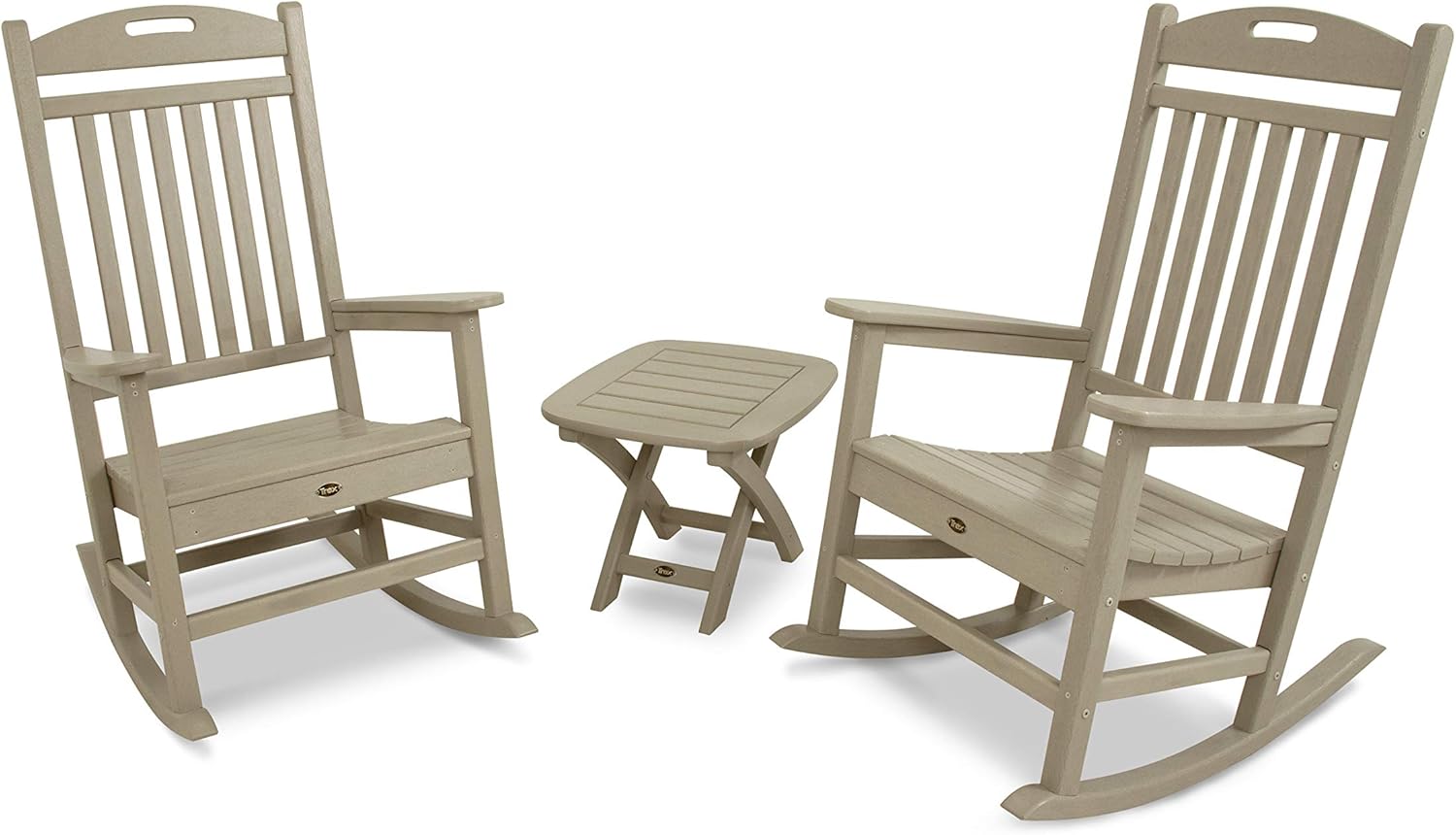 Trex Outdoor Furniture TXS121-1-SC Yacht Club 3-Piece Rocker Chair Set, Sand Castle