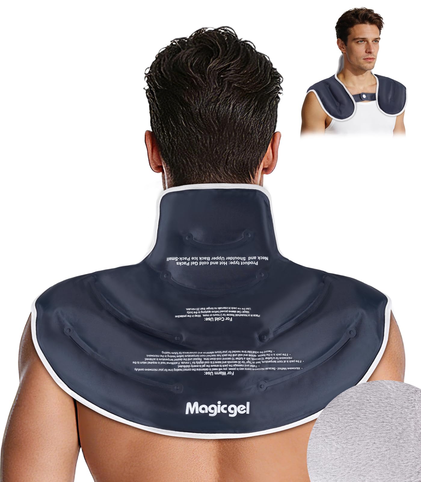 Magic Gel Bolsa de Gel Frío para Cuello y Hombros – Compresa Fría Reutilizable para Dolor Cervical, Lesiones de Hombro y Manguito Rotador – Terapia de Frío Flexible para Recuperación (Grande)
