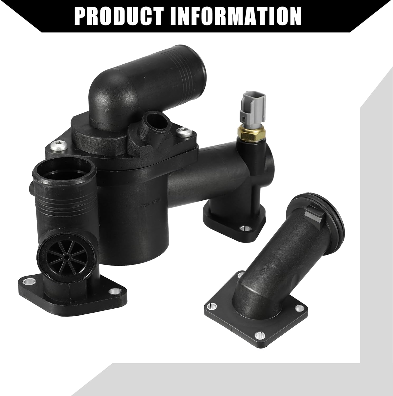 No.AJ89486 Engine Coolant Thermostat Housing Assembly for Jaguar XK8 2003-2006 / Inner Water Pump Thermostat/Durable Plastic / 1Pcs Black