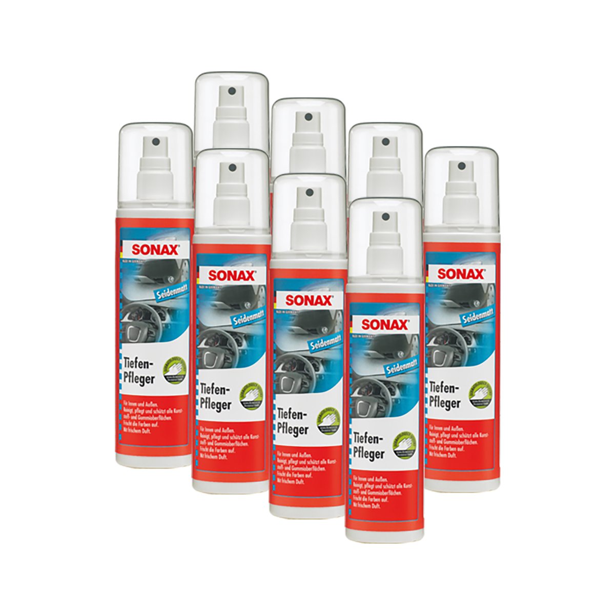 SONAX 8 x 03830410 ciudadores Profundidad Seda Mate plástico Limpiador 300 ML