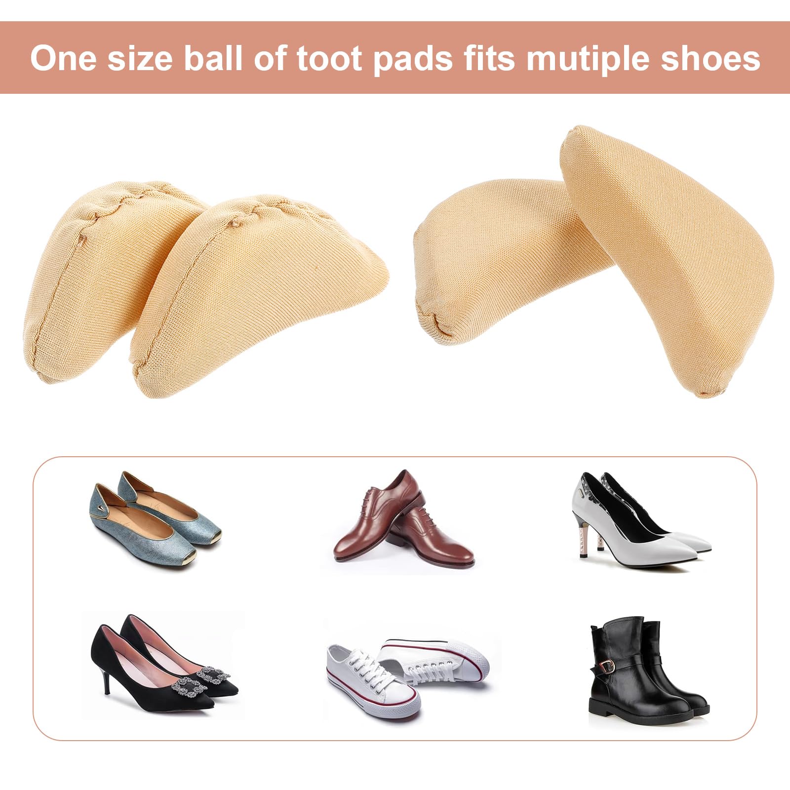 3 pares de rellenos de dedos, relleno de zapatos, unisex, transpirables, suaves, almohadillas para el antepié, relleno de zapatos para tacón alto, alivio del dolor de pies para mujeres y hombres