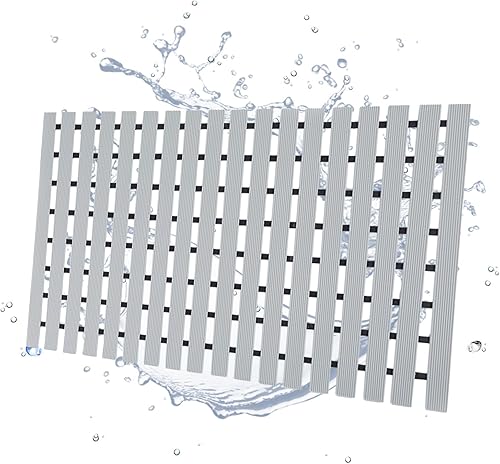 SHIMOYAMA Tapete de ducha, tapete antideslizante para bañera con diseño antideslizante de doble cara, 26 x 17 pulgadas, tapete de ducha absorbente