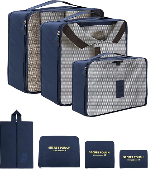 Packing Cubes for Suitcase, Fageny 7 Sets Travel Organiser Packing Bags Travel Luggage Organizers for Christmas Gift Clothes Makeup Toiletry Shoes