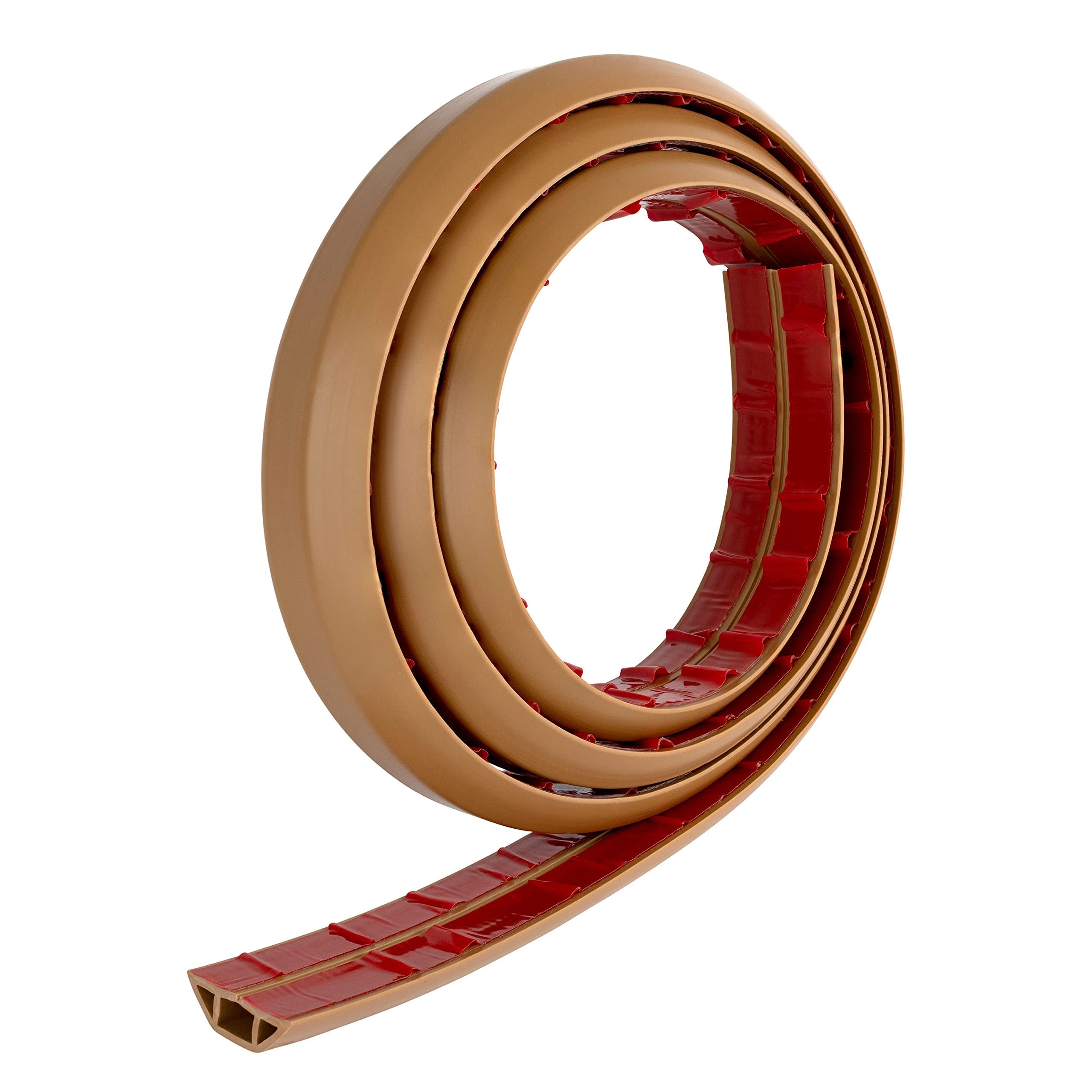Rubber Bond Protector de cable de piso – Fundas autoadhesivas fuertes para cables – Cubiertas de cable de extensión de perfil bajo para suelo y pared – Marrón – Cable grueso – 4 pies