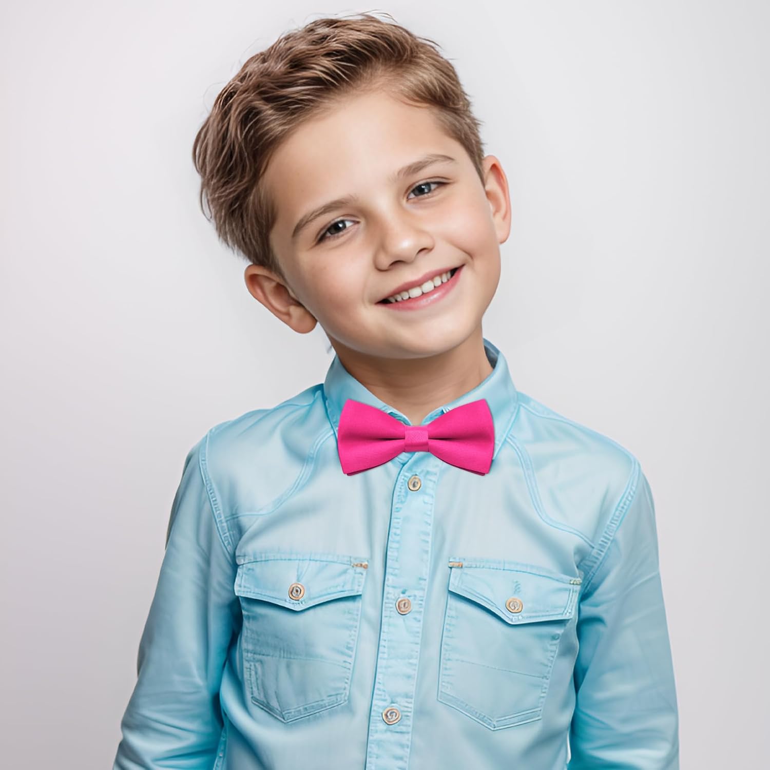 Kids Bow Tie Classic Solid Color Satin Bow Tie Adjustable Neck Bowtie for Kids Wedding Party - Image 7