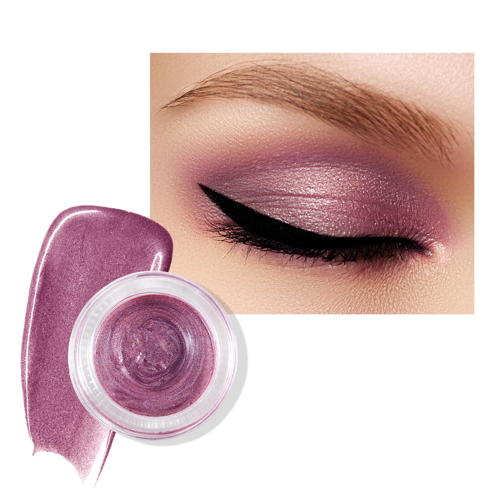 Jutqut Sombra de ojos en crema con purpurina, hidratante y cremosa, sombra de ojos brillante y pigmentada de larga duración, resistente al agua #02