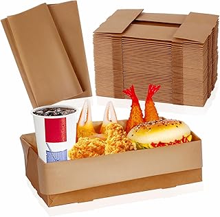 100Pcs Disposable Paper Food Trays with Greaseproof Paper