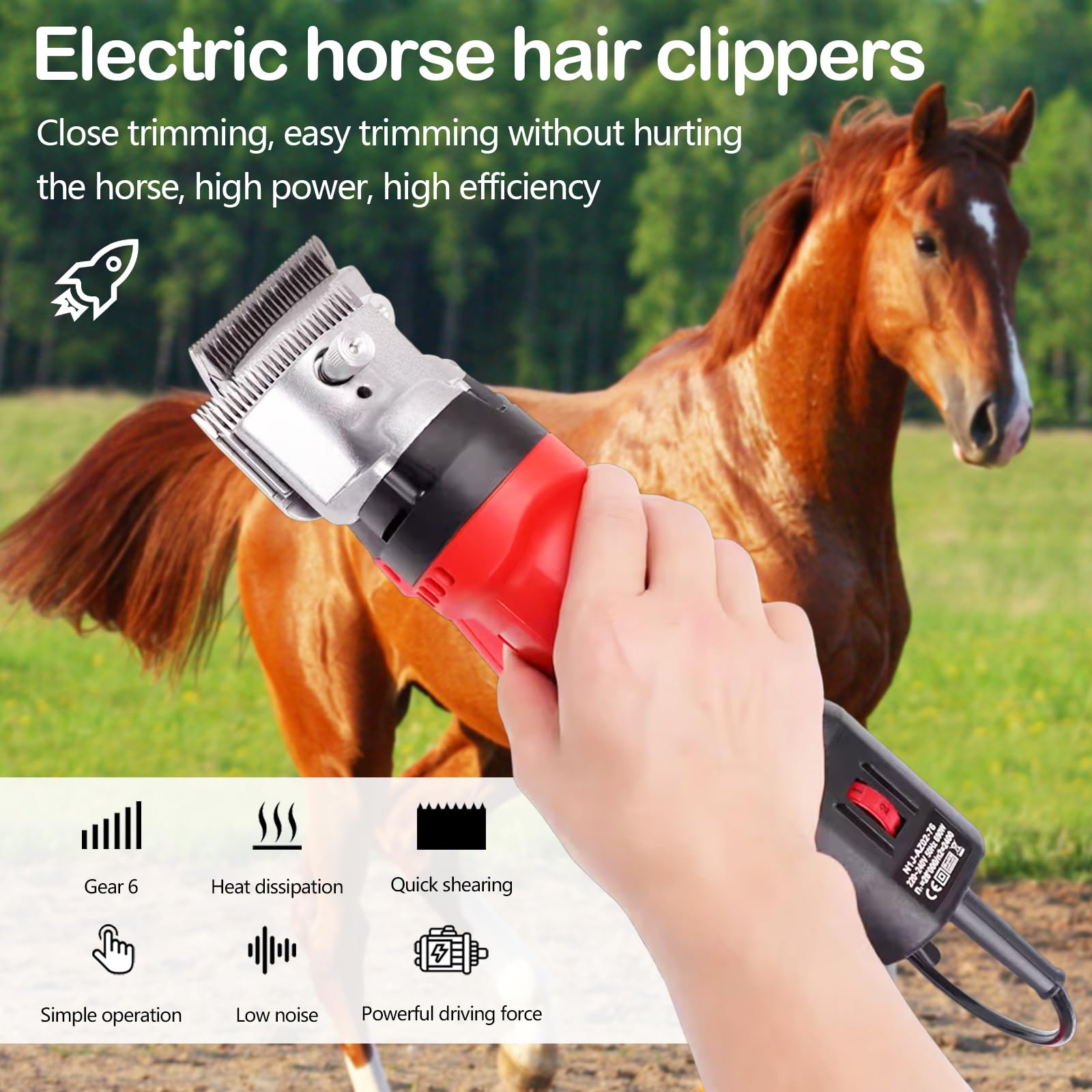 Tondeuse Chevaux Professionnelle 220V 690W Lame 77mm Moteur 2800 tr/min