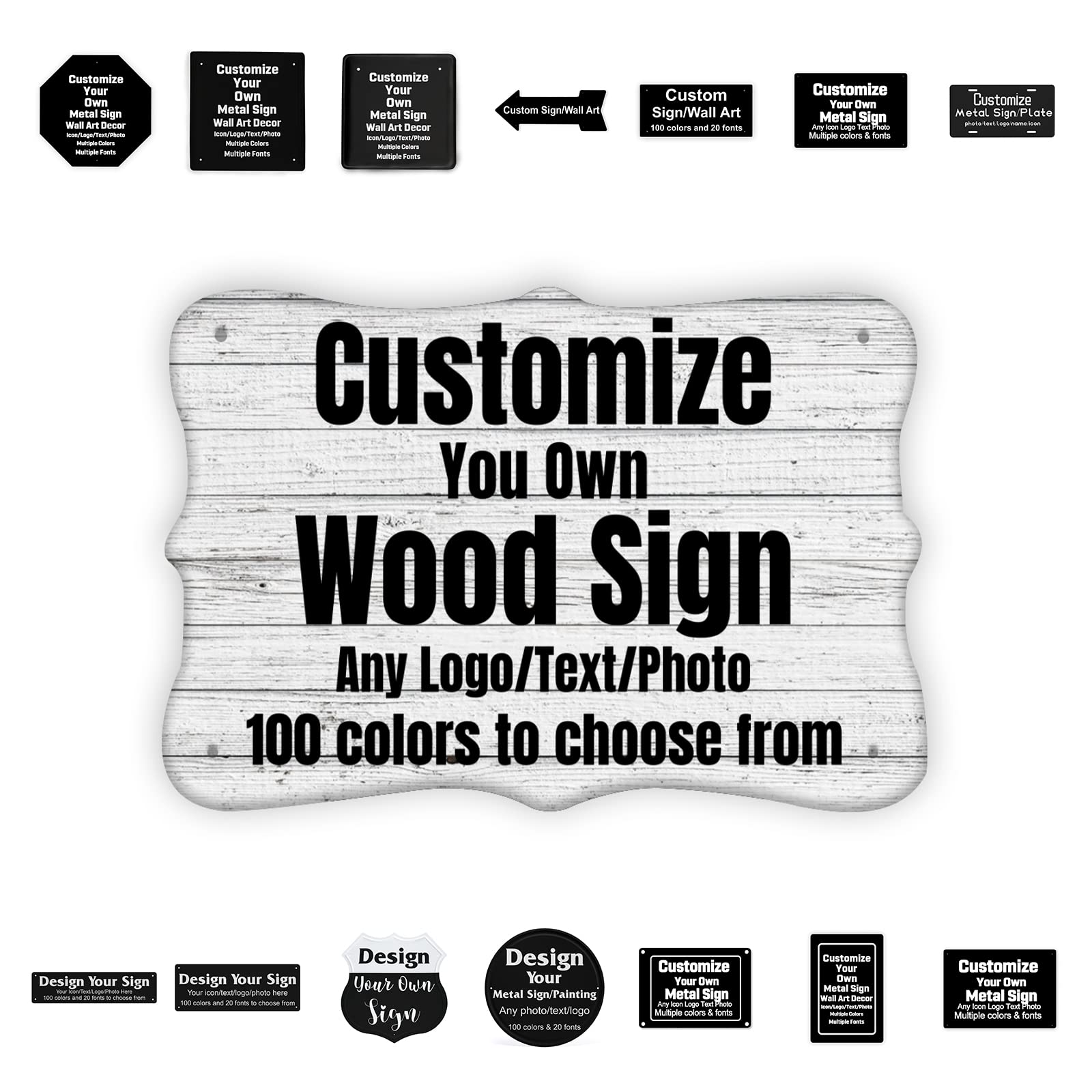 NALAHOME Personalized Wood Signs, 12x8 inch Customized Wooden Board, Custom Rustic Signs for Family Home Kitchen, Wall Art Decor, Irregular Wooden Signs Customizable, Multiple Colors Optional