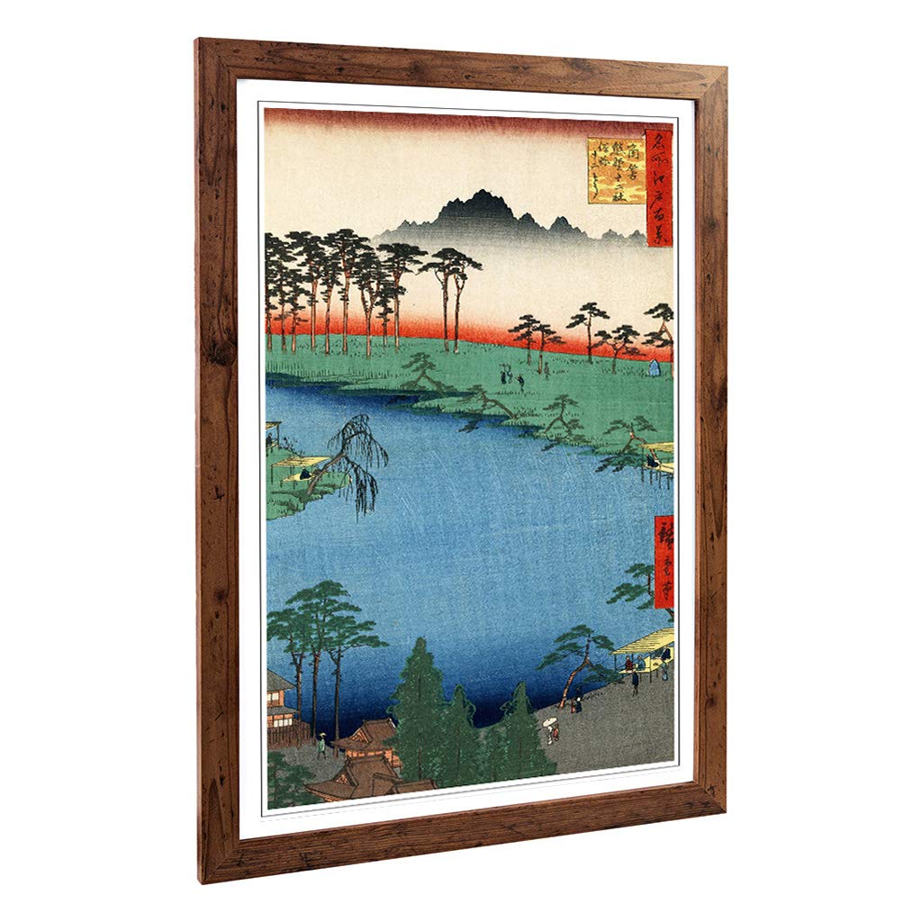 Big Box Art Framed Print of Hiroshige Japanese Oriental Shrine Design | Wall Art Picture | Home Decor for Kitchen, Living Room, Bedroom, Hallway, Walnut, A2 / 24.5x18 Inch / 62x45cm