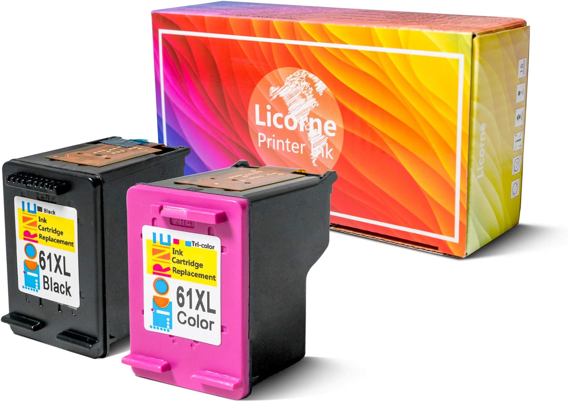 Licorne 61XL Remanufactured Ink Cartridge Combo Pack Compatible for HP 61XL 61 XL High Yield (Black & Color) for HP Envy 4500 5530 5534 Deskjet 1000 1512 2540 3050 3510 2510 Officejet4630 2620 Printer