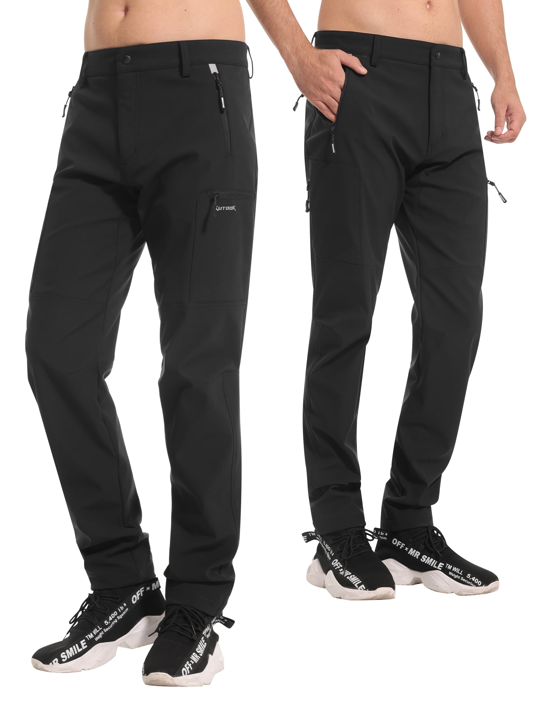 KUTOOK Pantaloni Trekking Uomo Invernali Pantaloni Softshell da Lavoro Pantaloni Cargo Resistente Idrorepellente per Sci Neve Montagna Arrampicata Outdoor