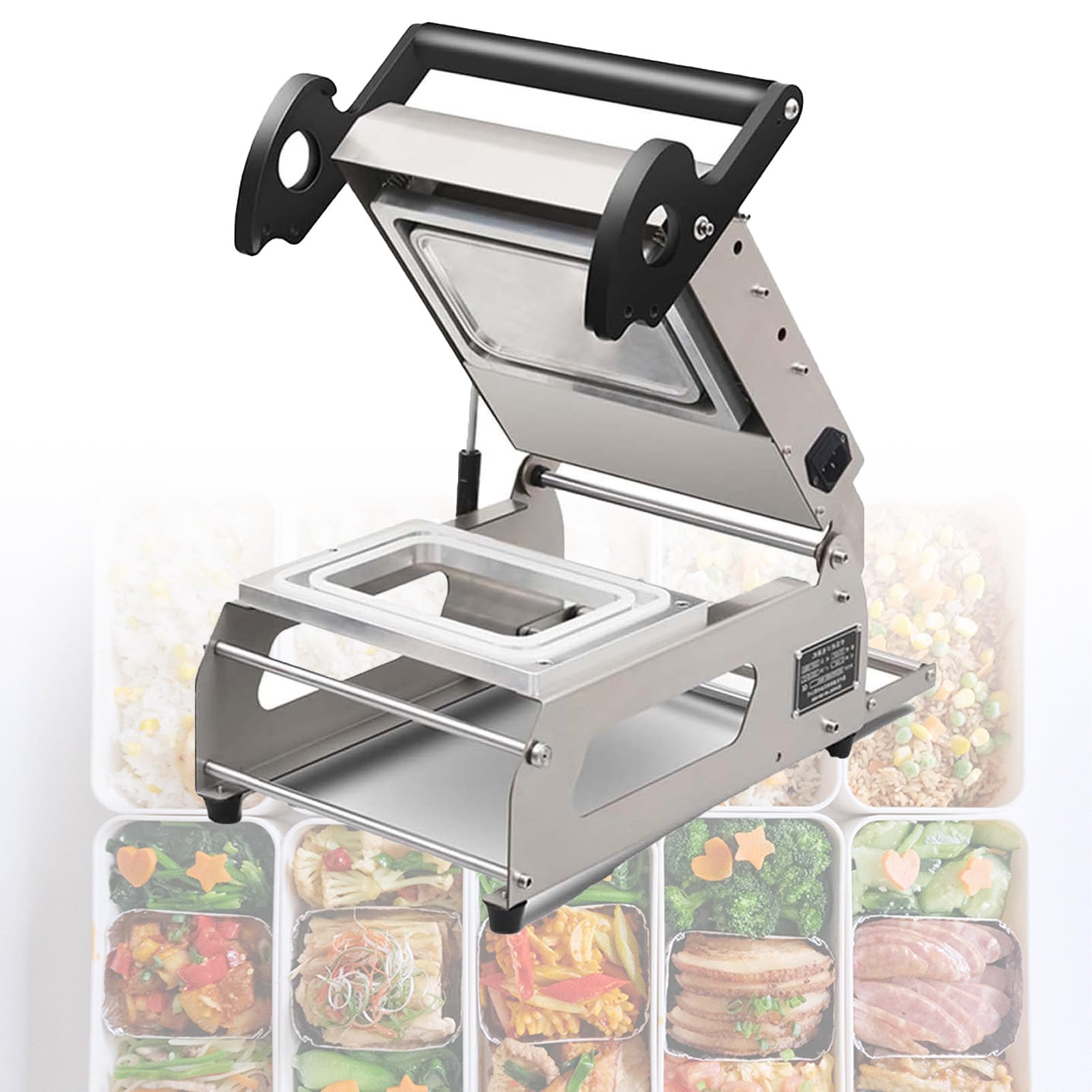 Ofyphth Commercial Tray Sealer, Manual Food Container Tray Sealer, 7~8 Times/Minute, Semi Automatic Food Take Away Packing Machine, for Restaurant, Takeaway, Meal Prep. 22 * 16cm