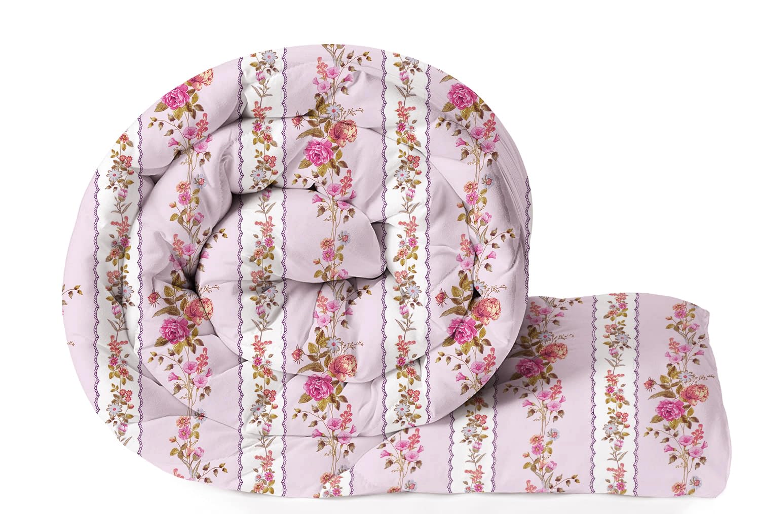 VAS COLLECTIONS 220 GSM Microfiber Reversible AC Comforter |Quit | Blanket | Duvets for Single Bed 180Tc (60x90 Inches, Pink Flowers)