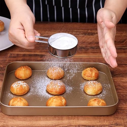 Miniatura 5 de Colador de acero inoxidable con mango largo, tamiz de harina, pequeño tamiz de harina para hornear, polvo, azúcar y café, colador de té de pastas,