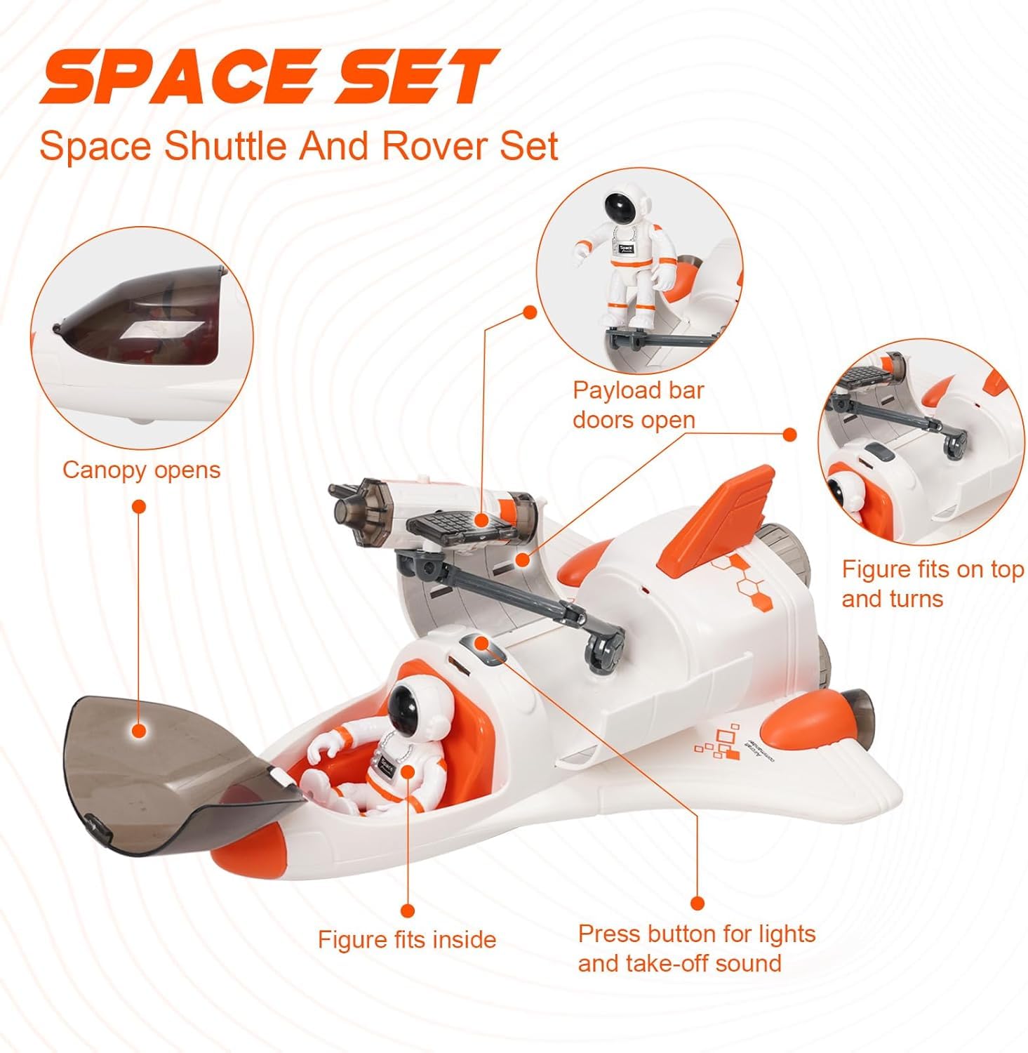 Giocattolo Razzo Spaziale,Astronave Spaziale,Set Giocattolo Sistema Solare con Razzo Spaziale con Spruzzatore,Luci E Musica Per Bambini,Scienza,Istruzione
