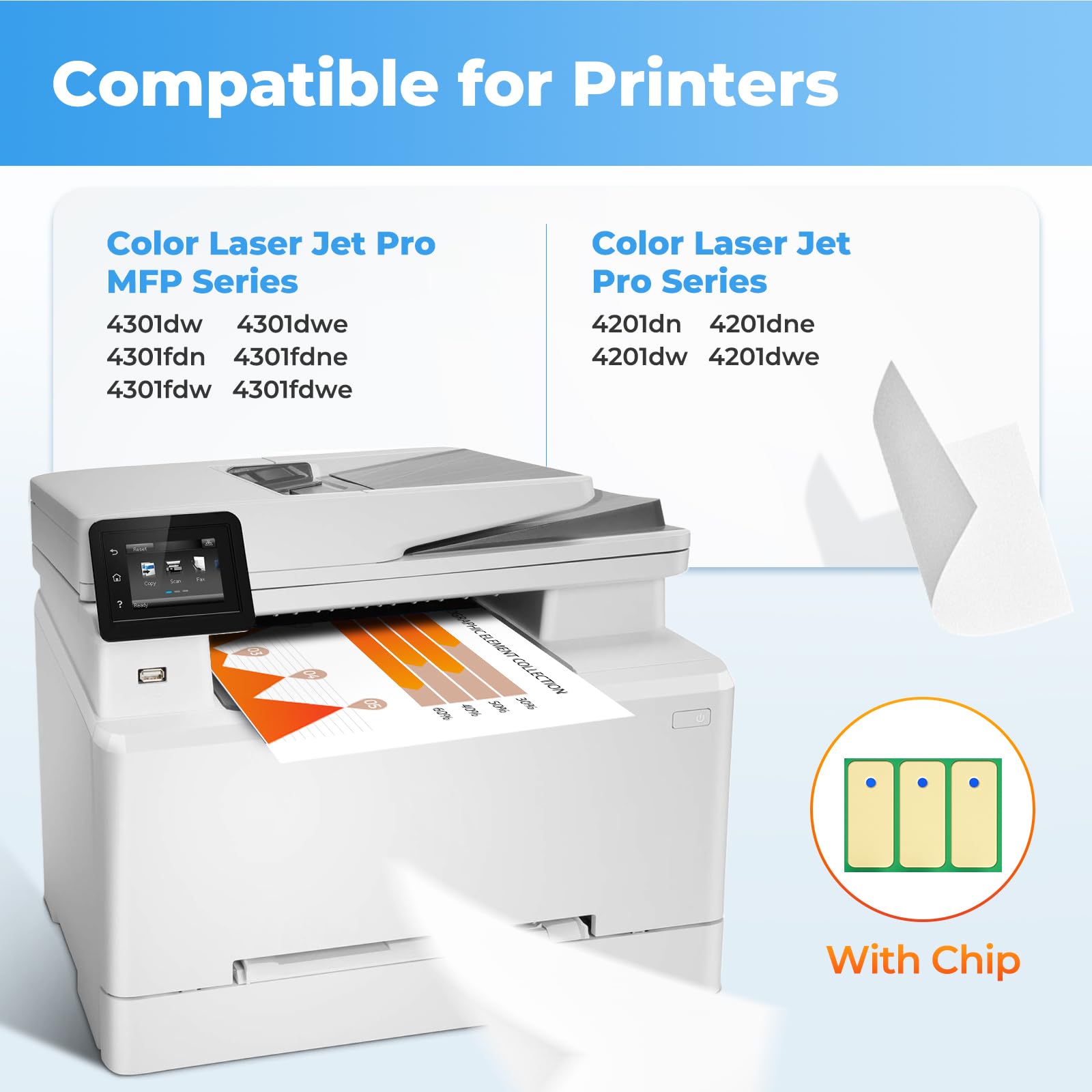 210A 210X Toner Cartridges 4 Pack for Color Laser Jet Pro 4201dw MFP 4301fdw Compatible with HP 210A Toner Cartridges for HP210X HP210A Color Laser Jet Pro 4201dn 4201dw MFP 4301fdn 4301dw 4301fdw