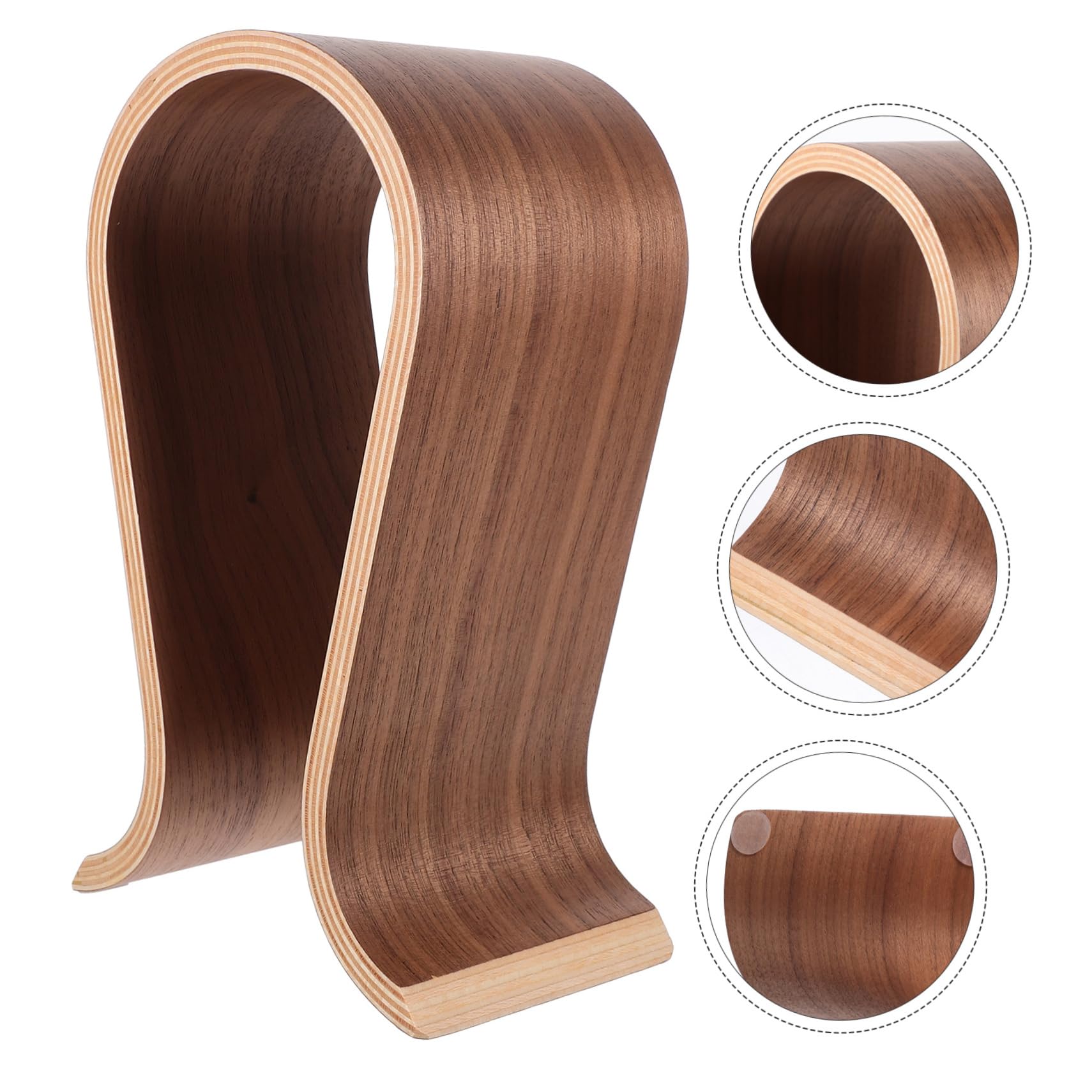 HOMSFOU Supporto per Cuffie in Legno U Stand per Cuffie da Tavolo Gancio Compatibile la Maggior Parte dei Modelli