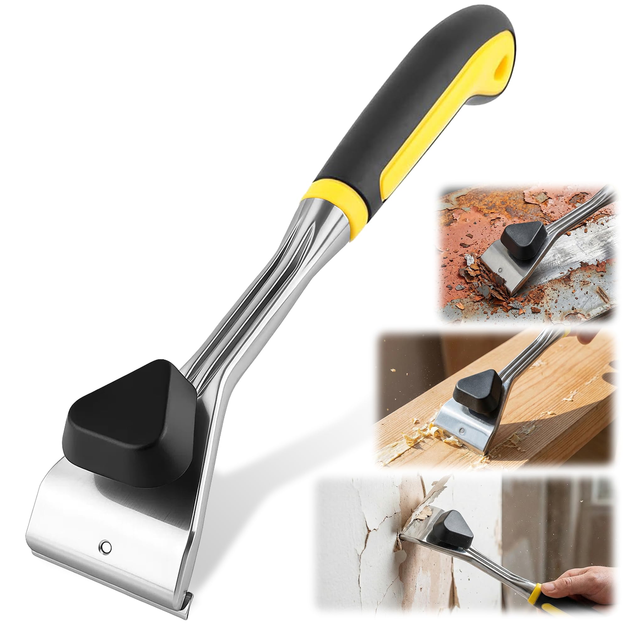 Yozaiuui Silver Heavy Duty Carbide Paint Scraper: Anti-Slip Paint Scraper Tool With 63Mm Double-Edged Tungsten Carbide Blades Ergonomic Soft Grip Wood Scraper Tool For Removing Varnish Paint Glue (Silver)