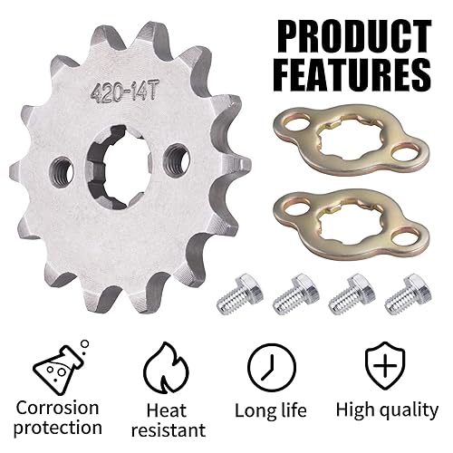 Vista 18 de Piñón delantero 420-10T para motocicleta Dirt Pit Bike Mini ATV 4 ruedas universal motocicleta