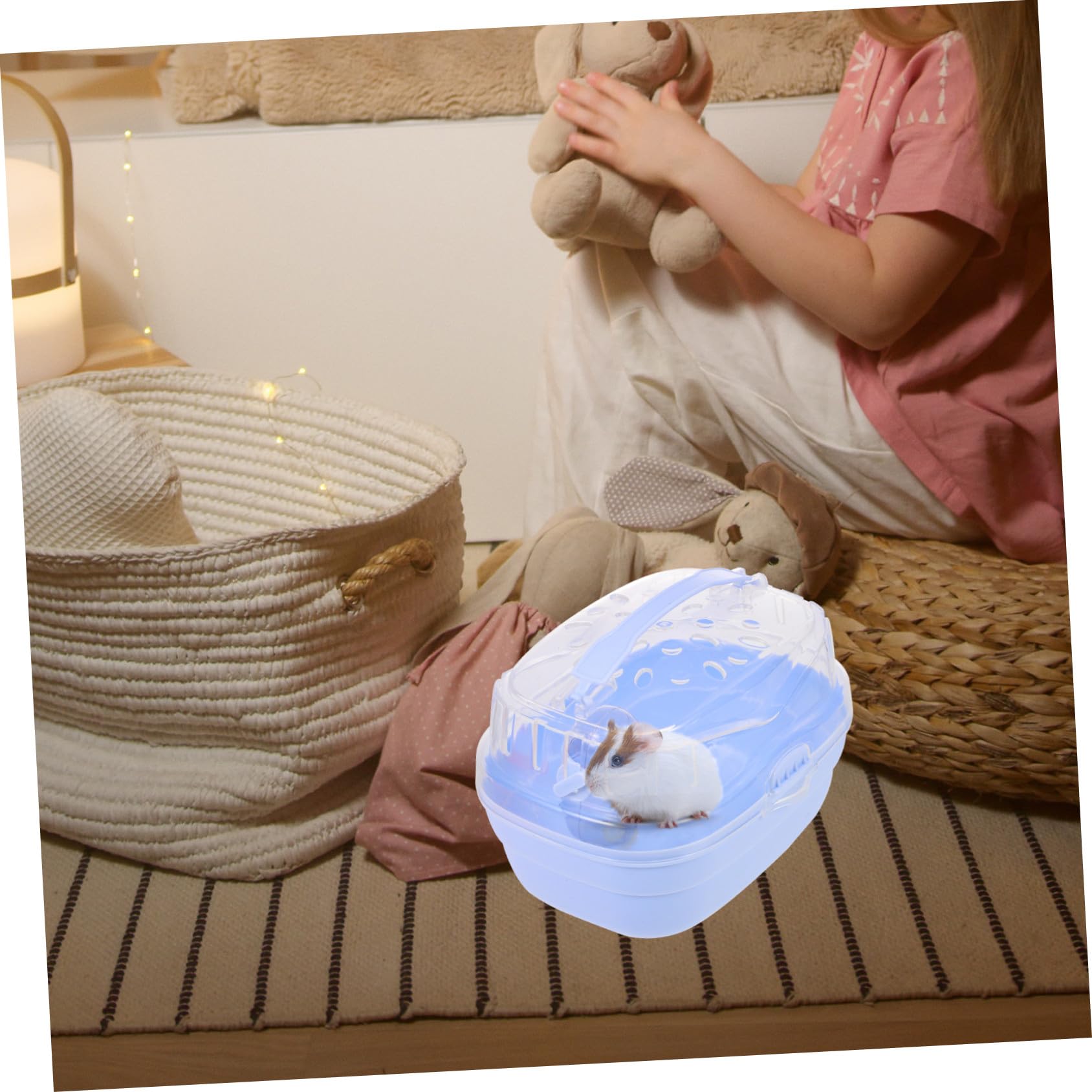 ibasenice Hamsterkäfig Klein Tragbare Hamstertransportbox Käfig Für Hamster Und Chinchilla Mit Lüftung Für Reisen Und Ausflüge