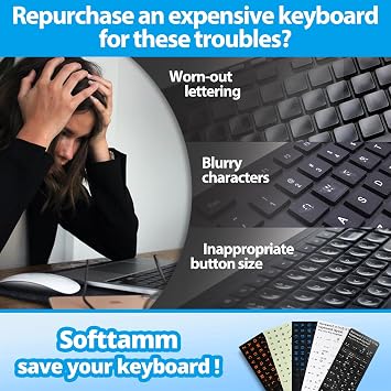 Russian Keyboard Stickers[5 in 1], Cyrillic Keyboard Letter Replacement Sticker with Black Background and Orange Lettering for Computer, Laptop, Notebook, Desktop