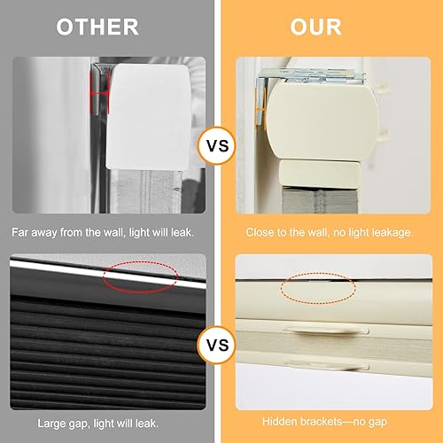 Miniatura 3 de Persilux Persianas celulares inalámbricas de arriba hacia abajo, abajo hacia arriba, opacas con panal para ventanas, persianas celulares y persianas